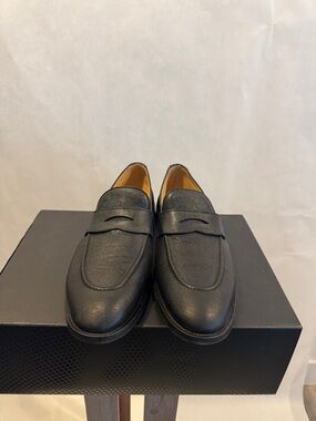Brunello Cucinelli Black Leather Penny Loafers